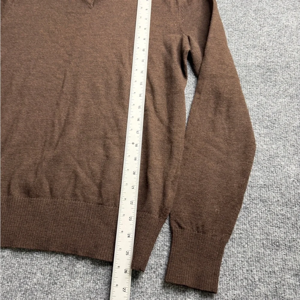 Banana Republic Sweater Mens Small Brown 100% Extra Fine Merino Wool V-Neck‎